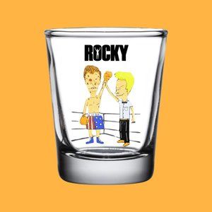 Movie Rocky/Beavis Butthead SHot Glass/Matching Gift Box